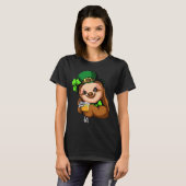 T-shirt Funny Jour de la Saint Patrick Leprechaun Sloth (Devant entier)