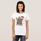 T-shirt Funny Joyeux Raccoon de Noël (Devant entier)