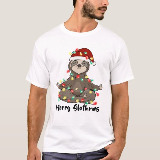T-shirt Funny Joyeux Slothmas (Devant)