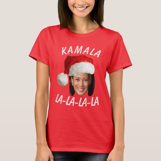 T-shirt Funny Kamala Harris Face Santa Hat Noël (Devant)