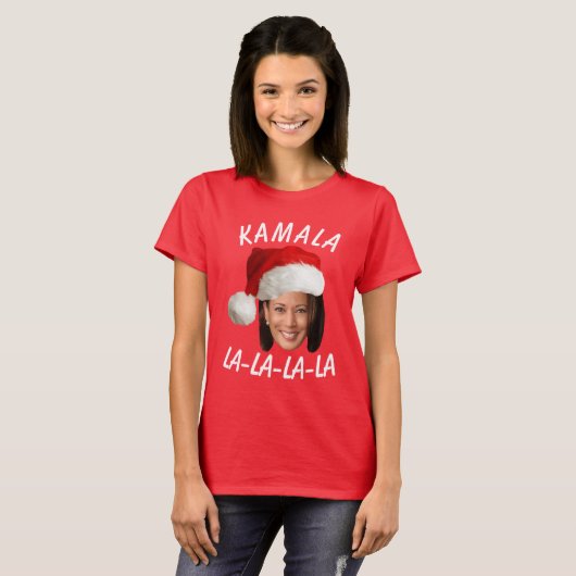 T-shirt Funny Kamala Harris Face Santa Hat Noël (Devant entier)
