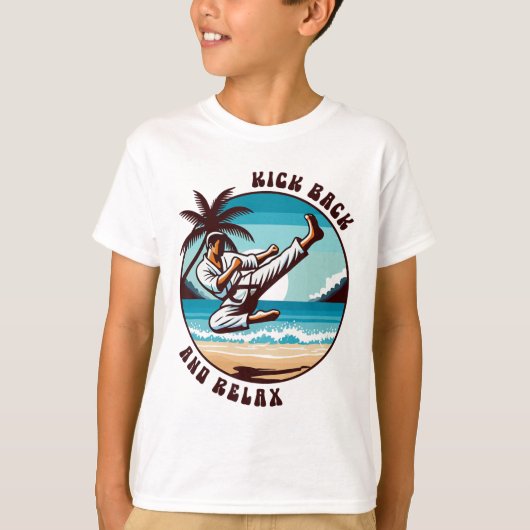 T-shirt Funny Karate Kick Ck Et Relax Tropical Martial Ar (Devant)