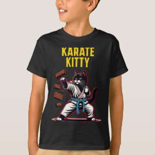 T-shirt Funny Karate Kitty - Champion Feline des arts mart