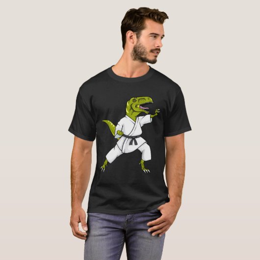 T-shirt Funny Karatesaurus T-rex Dinosaur Karate Samurai D (Devant entier)