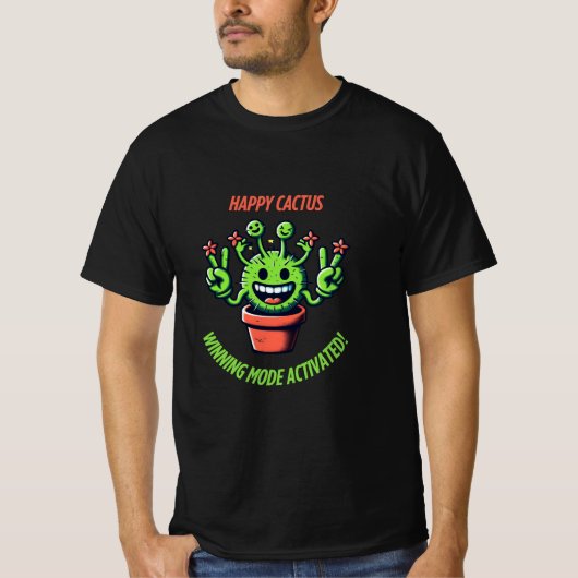 T-shirt Funny Kawaii Cactus - Happy Plante (Devant)