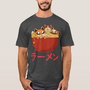 T-shirt Funny Kawaii Chat Manger Ramen nouilles Japonais F