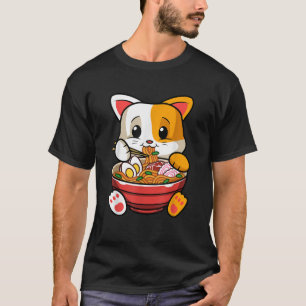 T-shirt Funny Kawaii Chat Ramen Amoureux des animaux japon