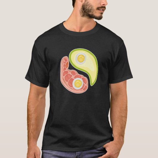 T-shirt Funny Keto Diet Meat Eggs Avocado Ying Yang Zen Sy (Devant)