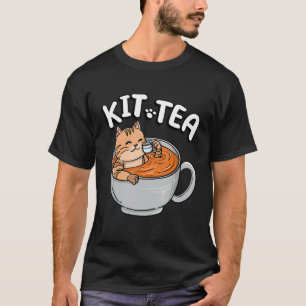 T-shirt Funny KIT TEA Kitty Cat Kitten Tea Drinker Pet Par