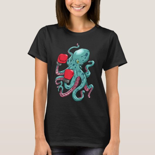T-shirt Funny Kraken Octopus Gants de boxe sous-marine Océ (Devant)