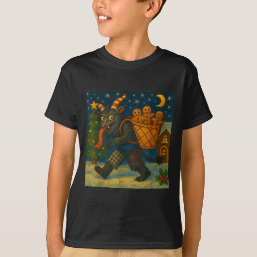 T-shirt Funny Krampus Gingerbread Night Festive Creepy Hol (Devant)