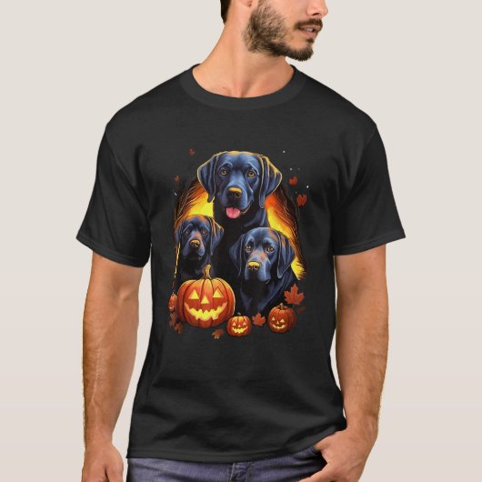 T-shirt Funny Labrador Retriever Black Lab Citrouille Hall (Devant)