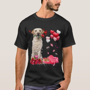 T-shirt Funny Labrador Rose Heart Joyeux Valentine Day Chi