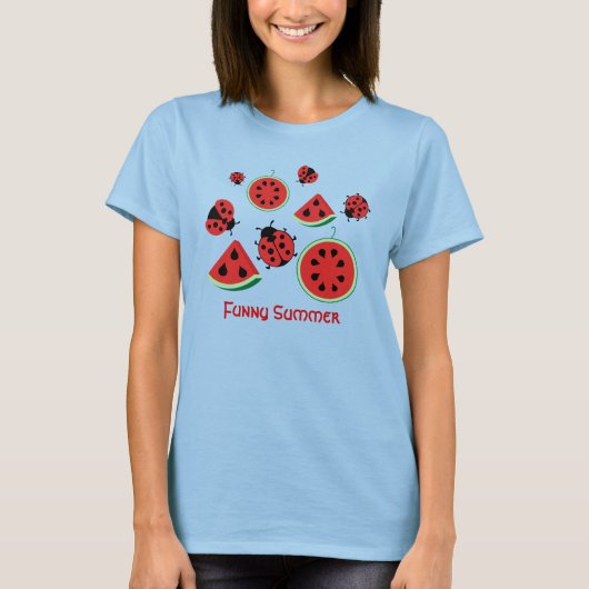 T-shirt Funny Ladybug et Watermelon Design Shirt (Devant)