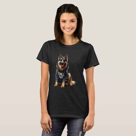 T-shirt Funny Lazy berger allemand Chien Chien Chillin Chi (Devant entier)