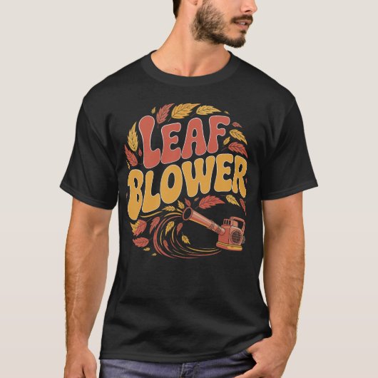 T-shirt Funny Leaf Blower Retro Gardening Fall Halloween (Devant)