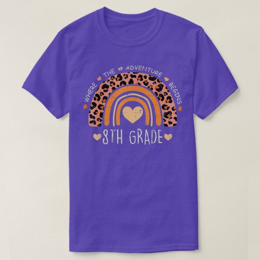 T-shirt Funny Leopard Rainbow 8th Grade Where The Adventur (Design devant)
