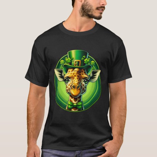 T-shirt Funny Leprechaun Giraffe Jour de la Saint Patrick (Devant)