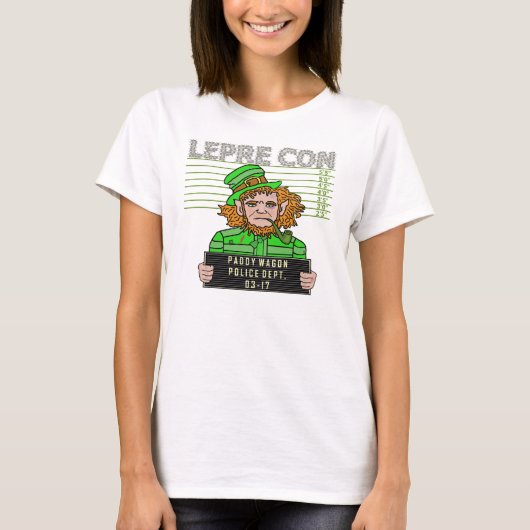 T-shirt Funny Leprechaun Leprecon Mugshot (Devant)