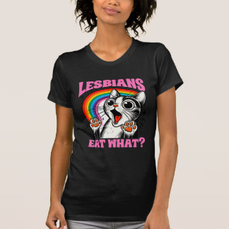 T-shirt Funny Lesbian Cat Rainbow Shirt – Lesbians Eat Wha
