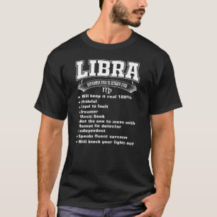 T-shirt Funny Libra Facts Zodiac SIGNE Cadeau