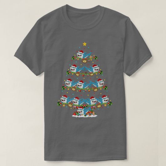 T-shirt Funny Lights Xmas Santa Great White Shark Christma (Design devant)