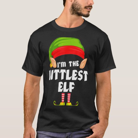 T-shirt Funny Littlest Elf Matching Family Group Pj Christ (Devant)