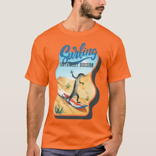 T-shirt Funny lizard surfing summer southwestern desert (Devant)