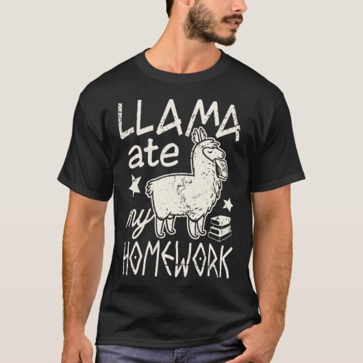 T-shirt Funny Llama Ate My Homework Alpaca Tee pour garçon (Devant)