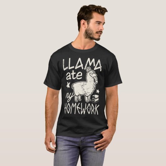 T-shirt Funny Llama Ate My Homework Alpaca Tee pour garçon (Devant entier)