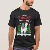 T-shirt Funny Llama Santa Hat Noël Pyjamas Alpaca Lla (Devant)
