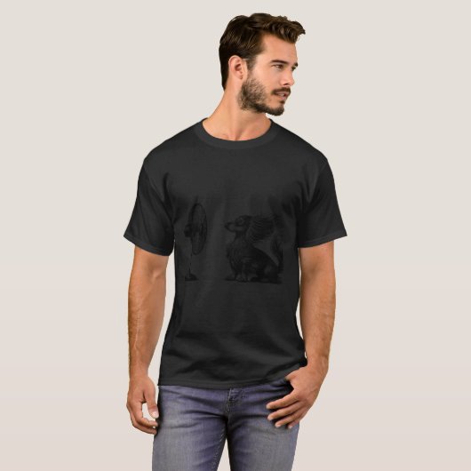 T-shirt Funny Long Haired Dachshund Dog With Fan Doxie Wie (Devant entier)