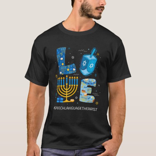 T-shirt Funny LOVE Speech Language Therapist Menorah Jewis (Devant)