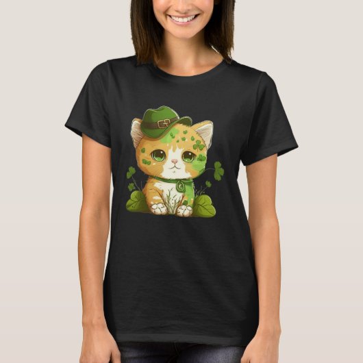 T-shirt Funny Lucky Green Proud Irish St Patricks Day Cat  (Devant)