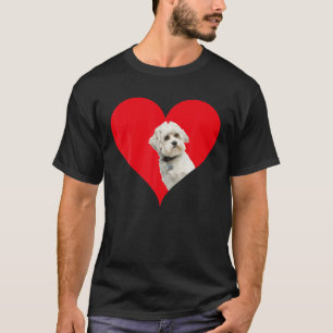 T-shirt Funny Maltipoo Amoureux des chiens Forme cardiaque