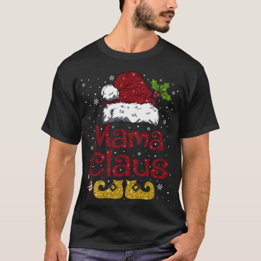 T-shirt Funny Mama Claus Matching Famille Noël Père Noël H (Devant)
