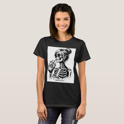 T-SHIRT FUNNY MAMAN SKELETON (Devant entier)