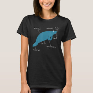 T-shirt Funny Manatee Dugong Et L'Anatomie De La Vache De