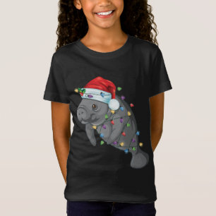 T-Shirt Funny Manatee In Santa Hat Manatee Christmas Pajam