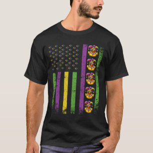 T-shirt Funny Mardi Gras Canards Drapeaux Usa Perles Drape