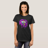 T-shirt Funny Mardi Gras Carnival Purple Gold Lips Dripped (Devant entier)