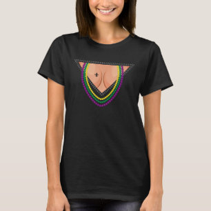 T-shirt Funny Mardi Gras Costume Flash Cleavage pour femme