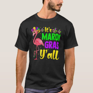 T-shirt Funny Mardi Gras Flamant rose Mardi Gras Yall Bead