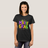 T-shirt Funny Mardi Gras Parade Jester Hat Beads Men Women (Devant entier)