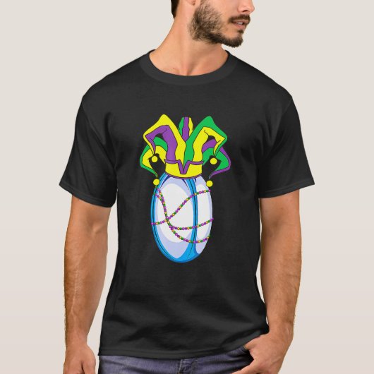 T-shirt Funny Mardi gras Rugby Jester Hat Funny Festival P (Devant)