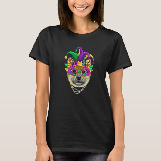 T-shirt Funny Mardi Gras Shiba Inu Dog Mardi Gras Beads Pa (Devant)