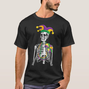 T-shirt Funny Mardi Gras Skeleton Carnival Party Jester Ha