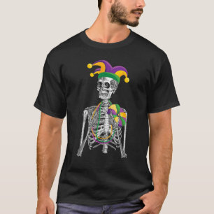 T-shirt Funny Mardi Gras Skeleton Carnival Party Jester Ha