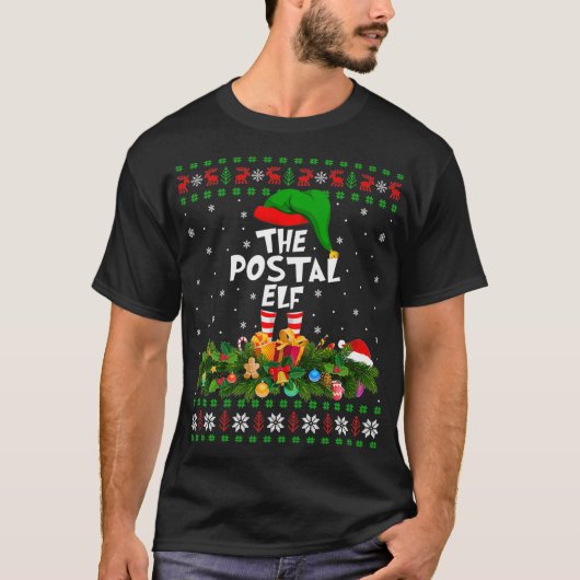 T-shirt Funny Matching Family Ugly The Postal Elf Christma (Devant)