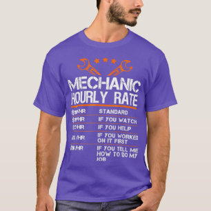 T-shirt Funny Mécanique Taux horaire Cadeau Taux de main-d